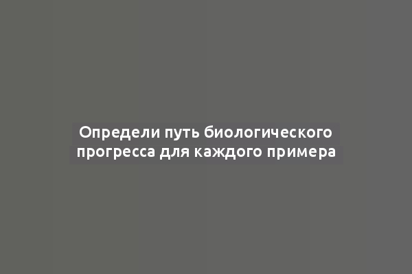 Определи путь биологического прогресса для каждого примера