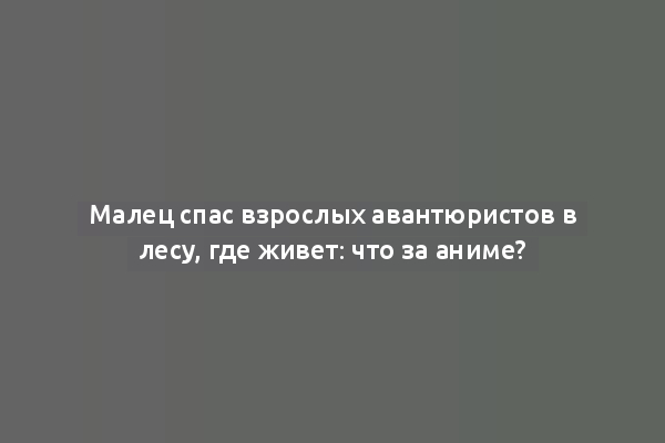 Малец спас взрослых авантюристов в лесу, где живет: что за аниме?