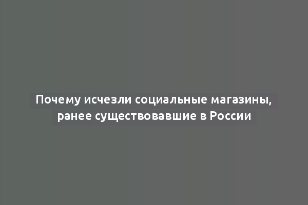 Почему исчезли социальные магазины, ранее существовавшие в России