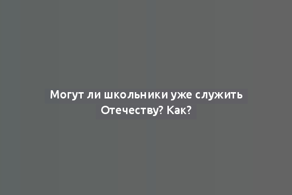 Могут ли школьники уже служить Отечеству? Как?