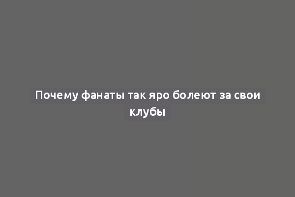 Почему фанаты так яро болеют за свои клубы