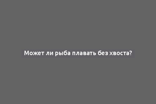Может ли рыба плавать без хвоста?