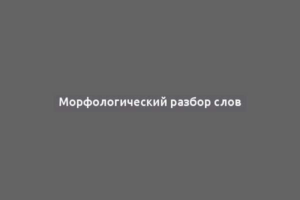 Морфологический разбор слов