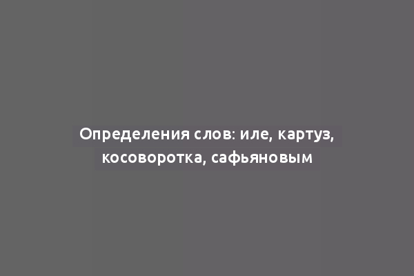 Определения слов: иле, картуз, косоворотка, сафьяновым