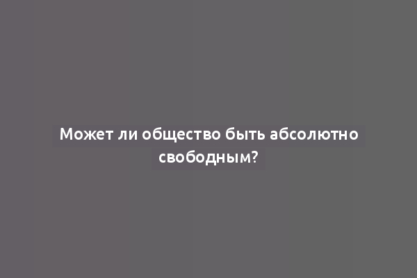 Может ли общество быть абсолютно свободным?