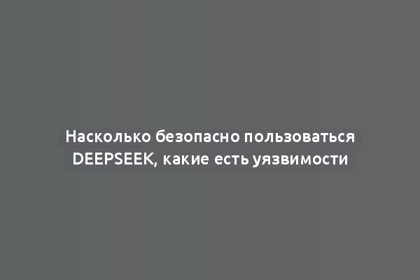 Насколько безопасно пользоваться DeepSeek, какие есть уязвимости
