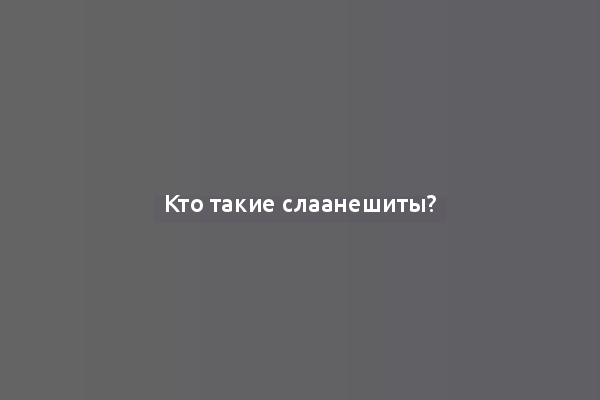 Кто такие слаанешиты?