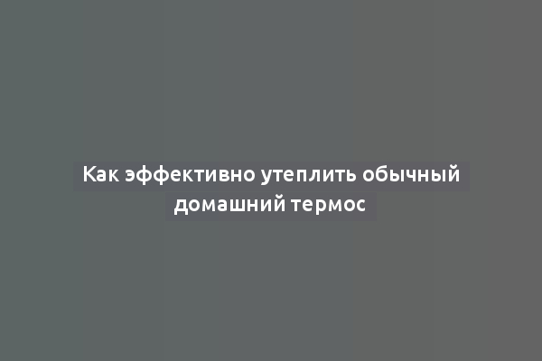 Как эффективно утеплить обычный домашний термос