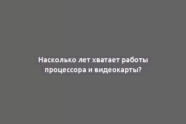Насколько лет хватает работы процессора и видеокарты?
