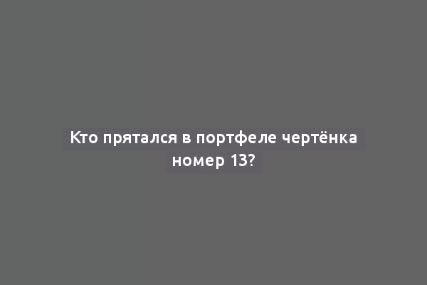 Кто прятался в портфеле чертёнка номер 13?