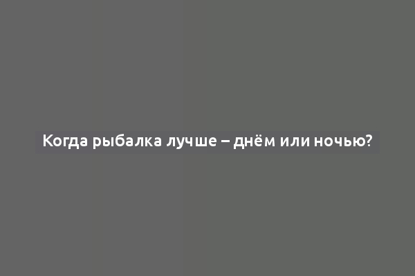 Когда рыбалка лучше – днём или ночью?